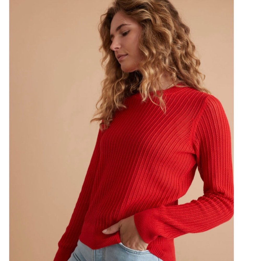 Marine Layer Jess Crewneck Sweater in Fire Red